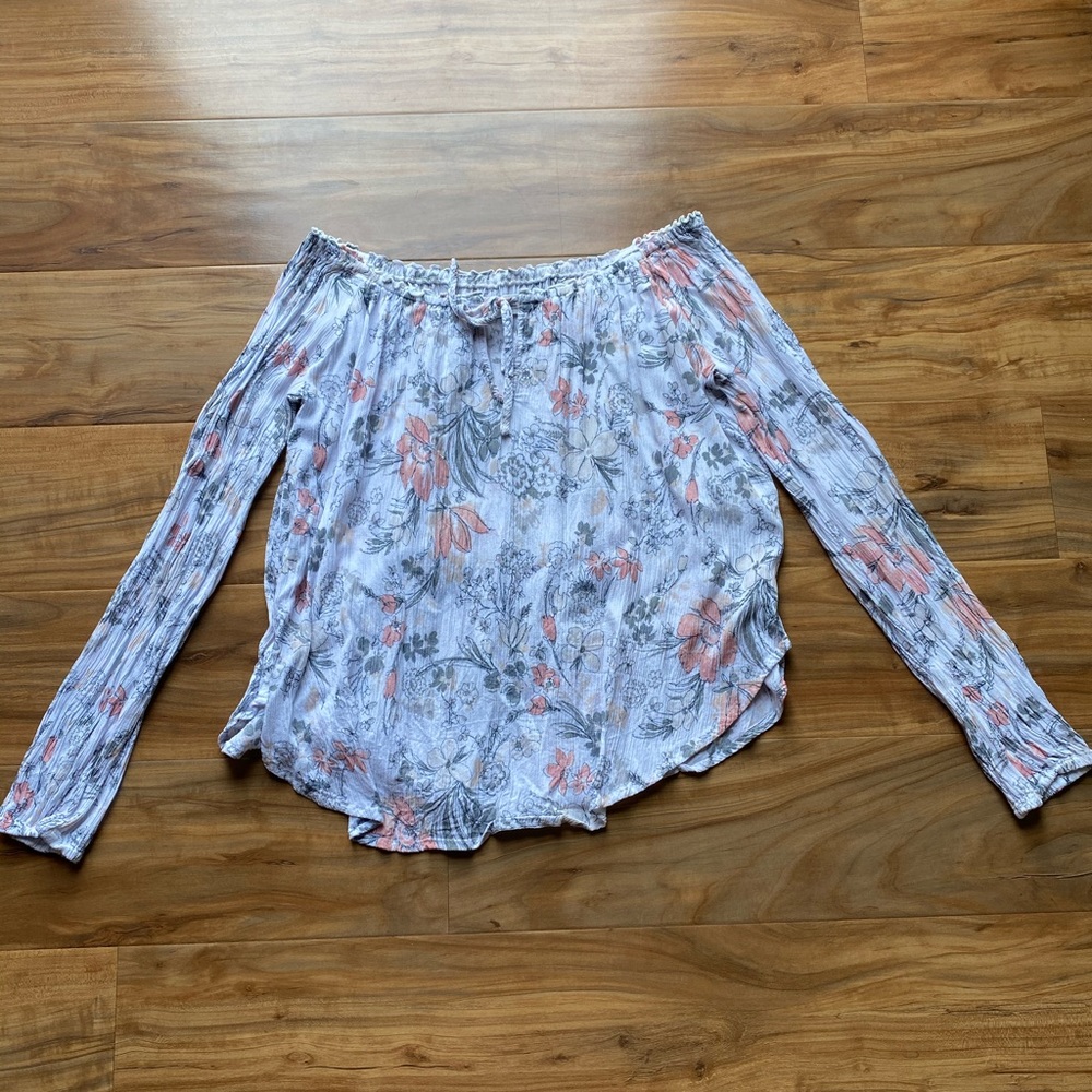 FLORAL ABERCROMBIE OFF THE SHOULDER TOP